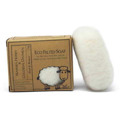 Manuka Honey and Colloidal Oatmeal Eco Felted Soap